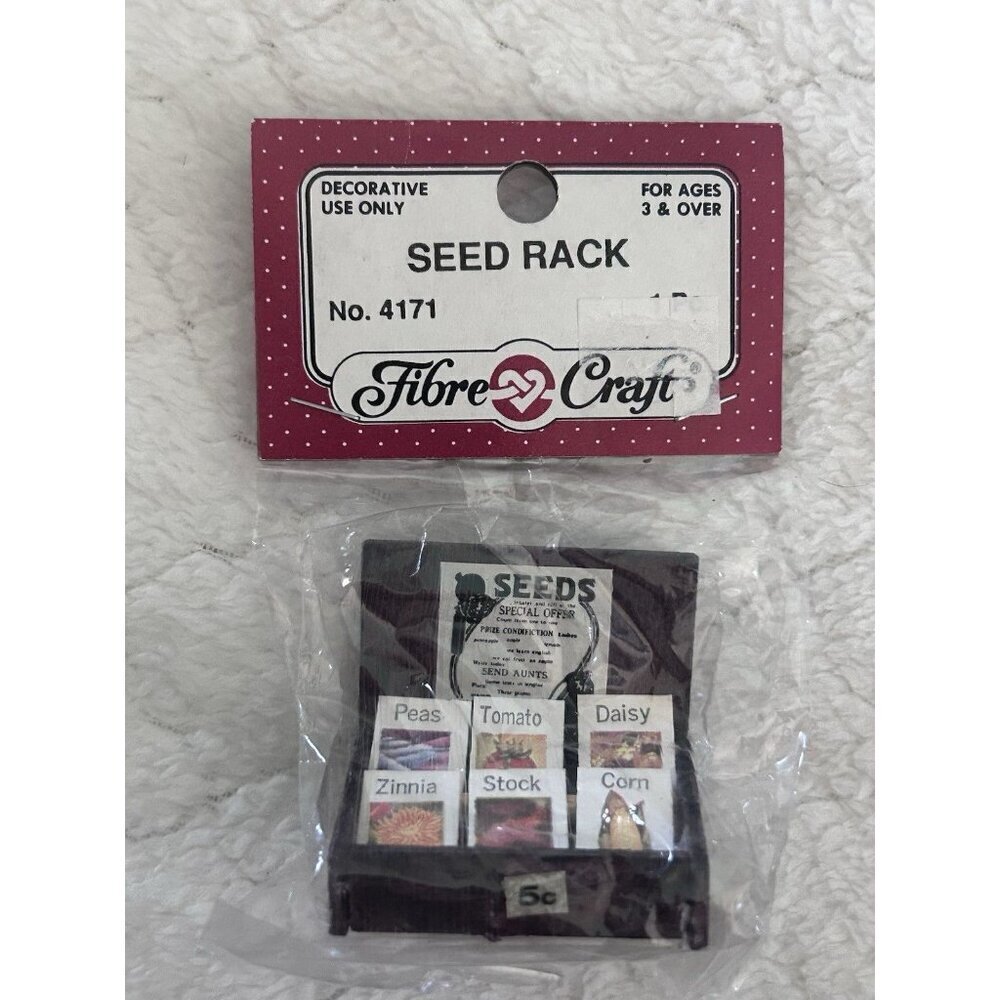 Vintage Seed Packets Display Wood Box Rack Garden Flower Dollhouse Miniature NEW